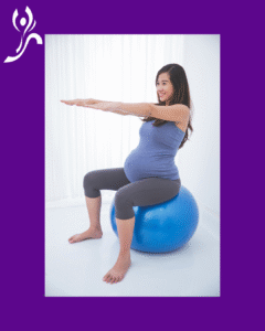 Pregnant lady performing a simple exercise on a gym ball